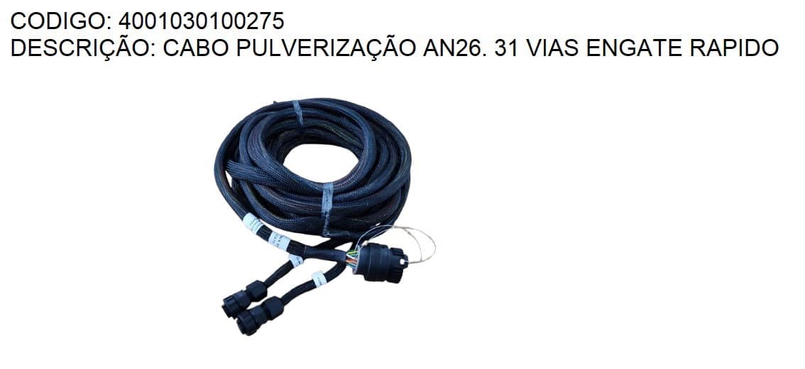 CABO PULVERIZAÇÃO AN26. 31 VIAS ENGATE RAPIDO